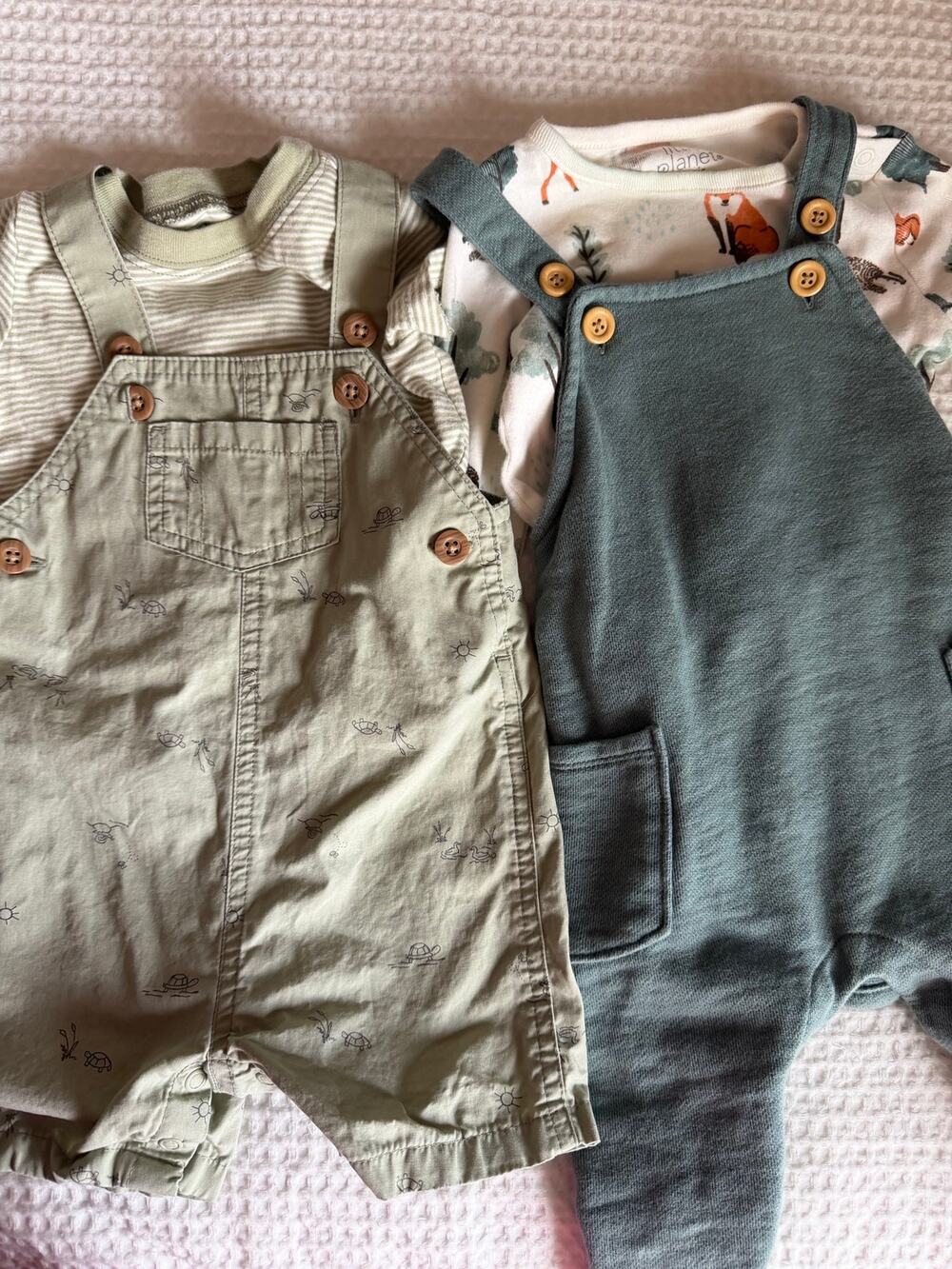 Carter's Little Planet Baby Boy 9M 4 Piece Outfit Bundle Overalls